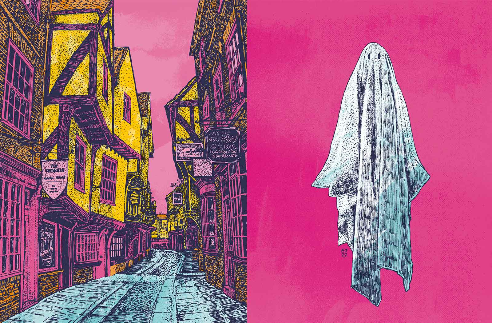 Shambles York and Ghost vibrant art print