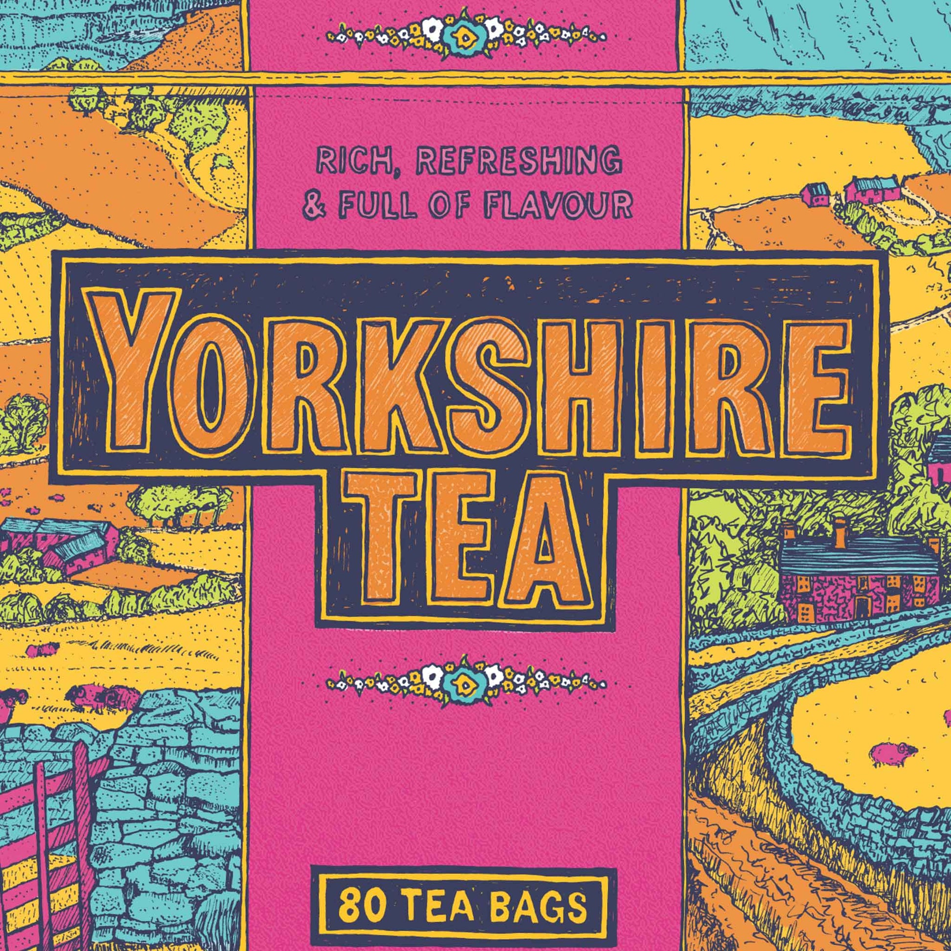 Yorkshire Tea box close up details