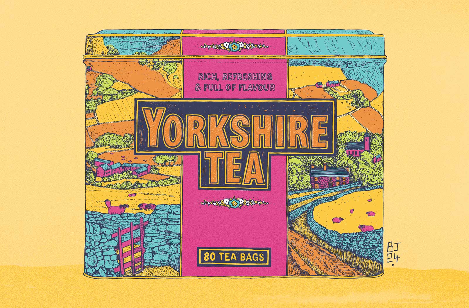 Pop art rendition of iconic Yorkshire Tea box