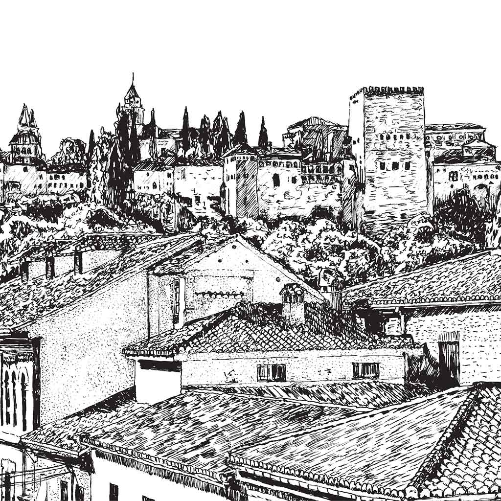 Alhambra Black & White print - Bejojoart