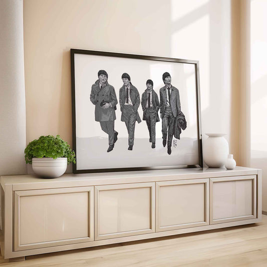 Classic Black & White Beatles Art Print - Bejojoart