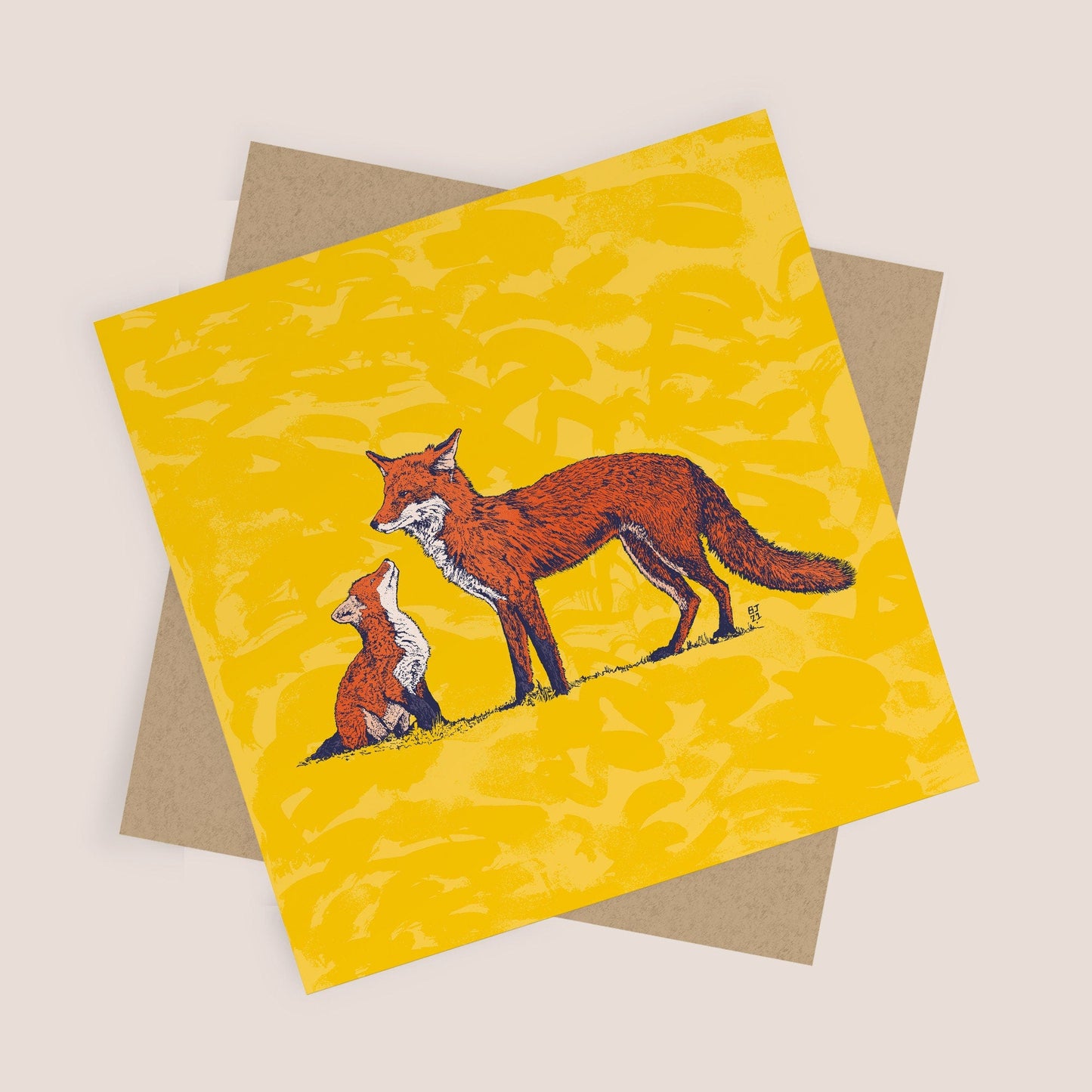 Cute foxes card - Bejojoart