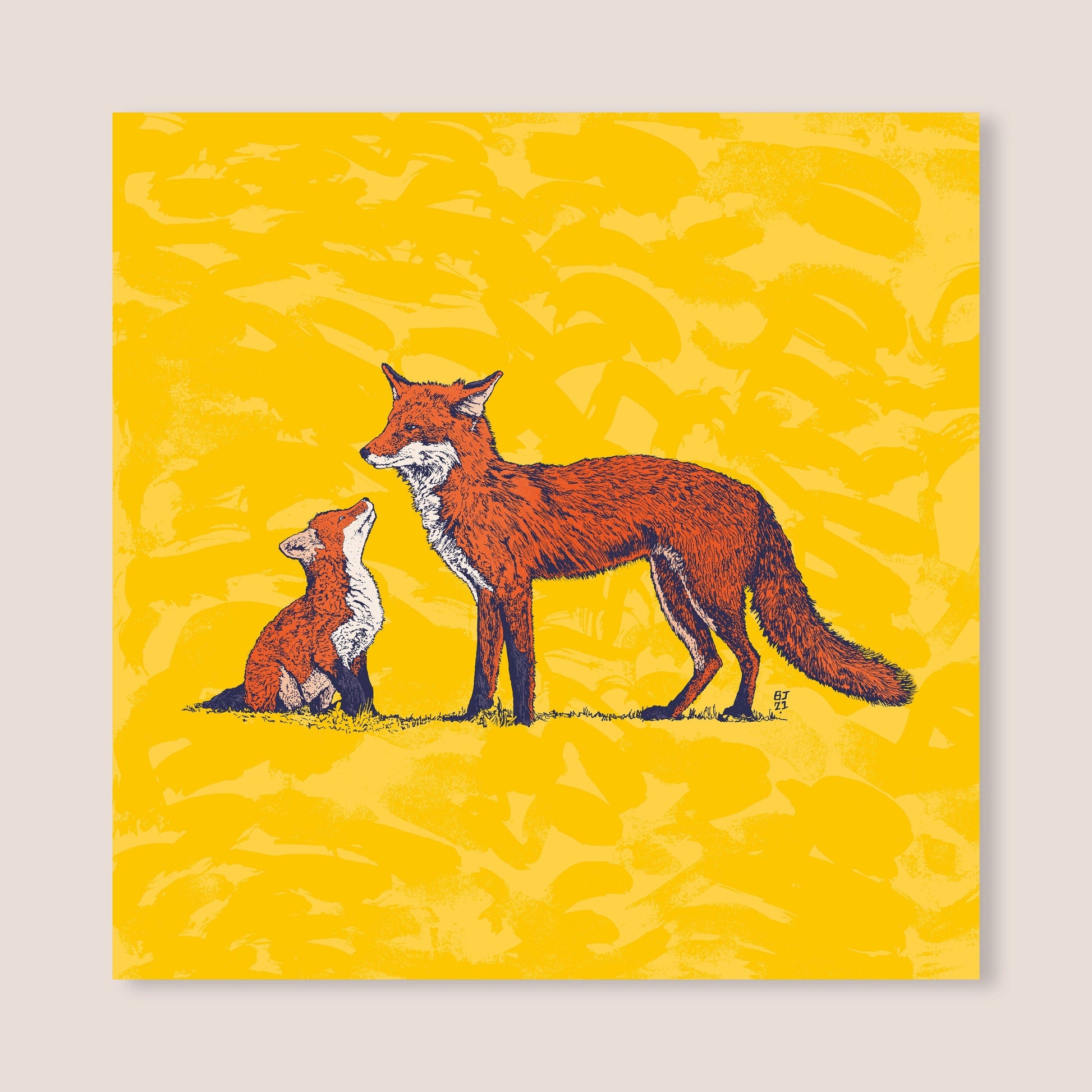 Cute foxes card - Bejojoart