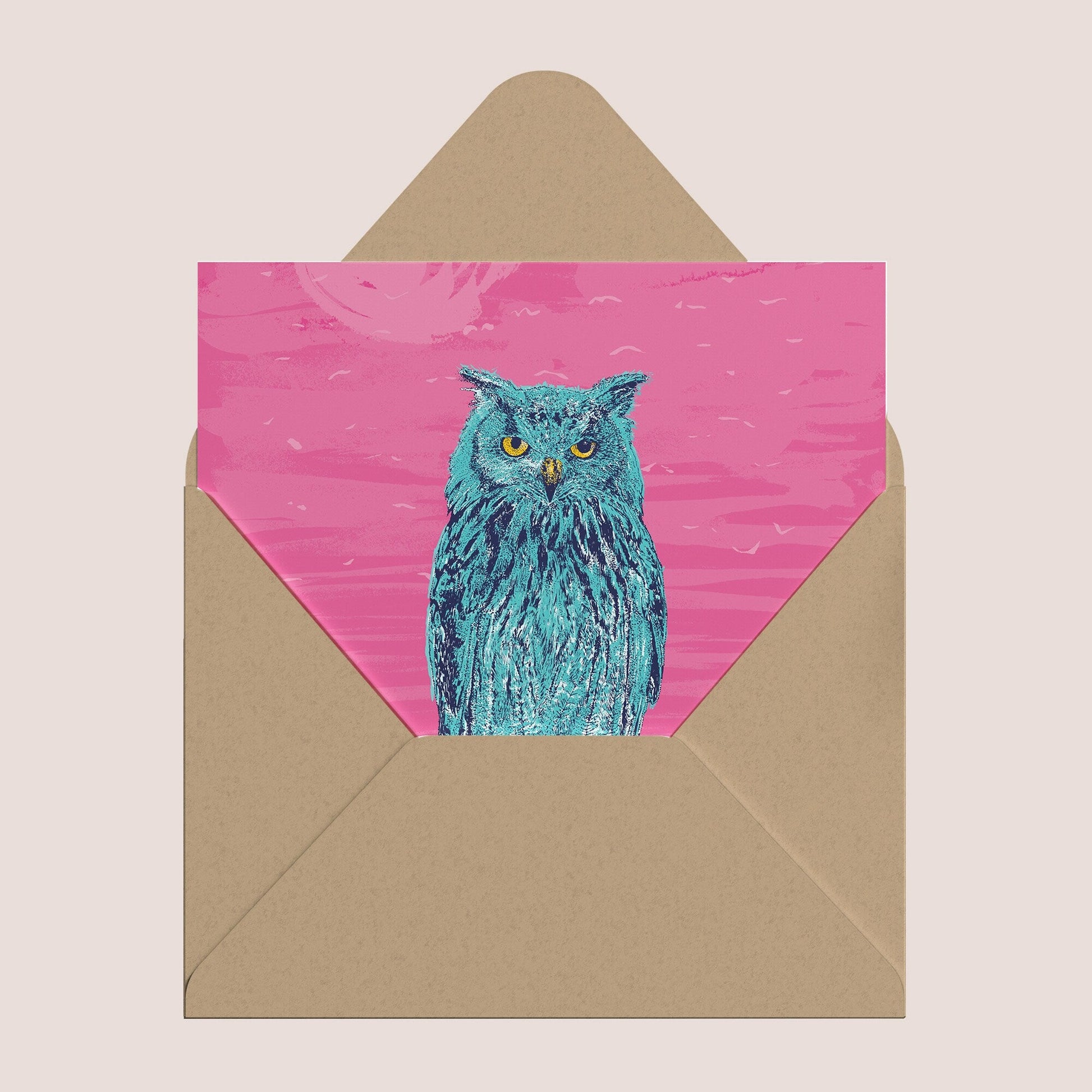 Eagle owl card - Bejojoart