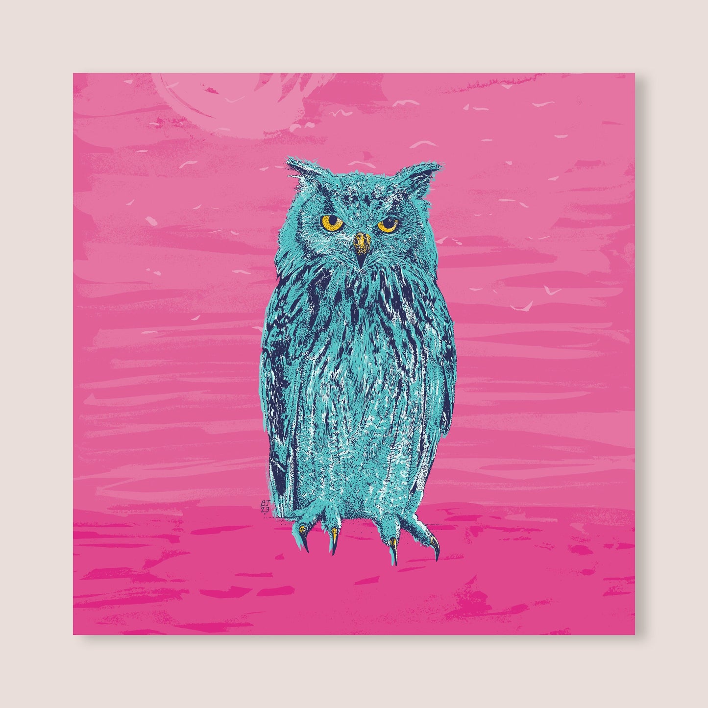 Eagle owl card - Bejojoart