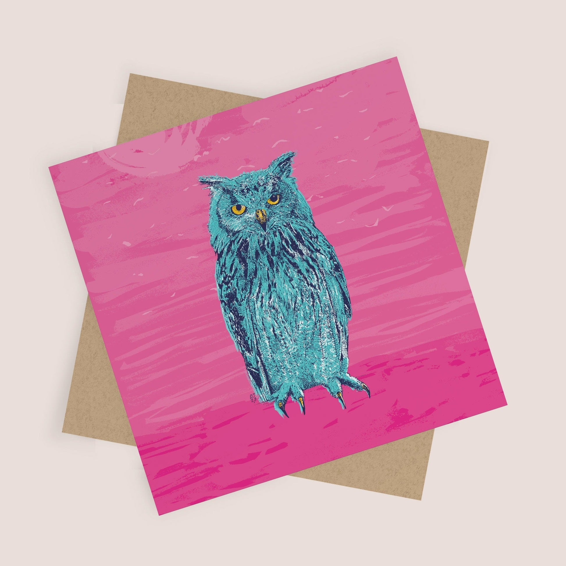 Eagle owl card - Bejojoart