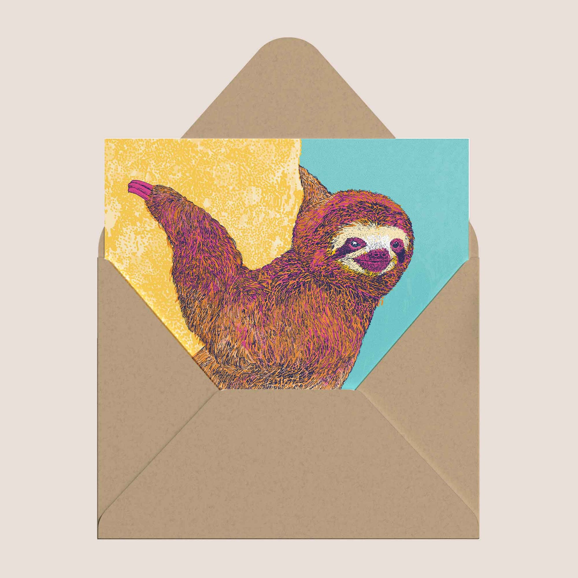 Happy Sloth - Greeting Card - Bejojoart