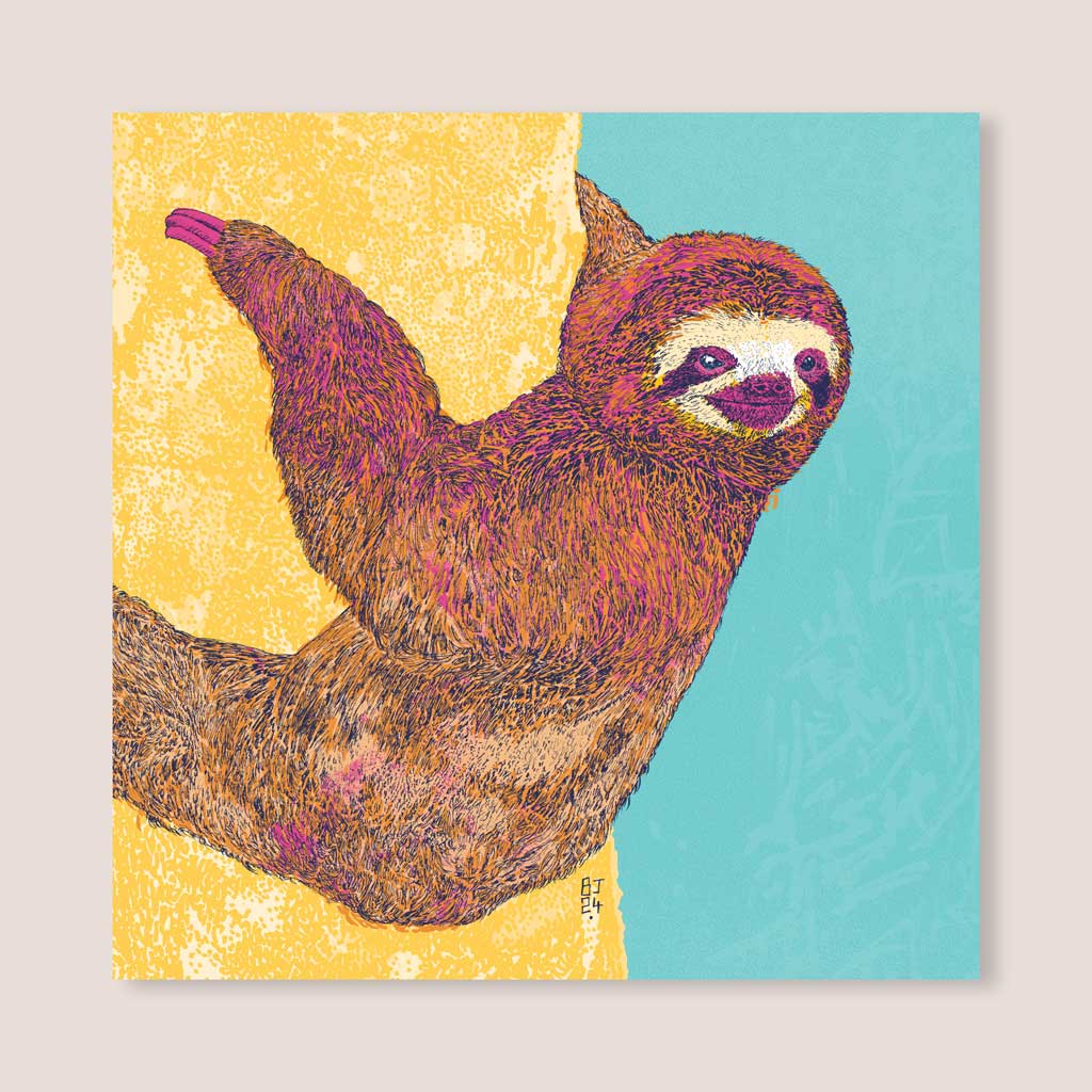 Happy Sloth - Greeting Card - Bejojoart