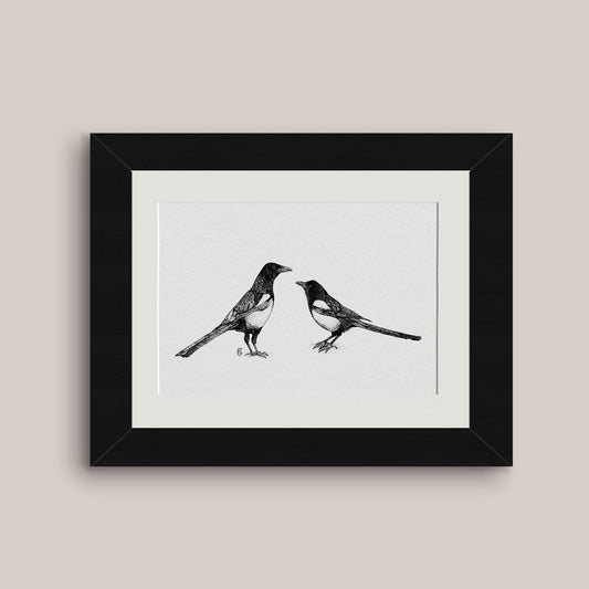 Magpies Black & White print - Bejojoart