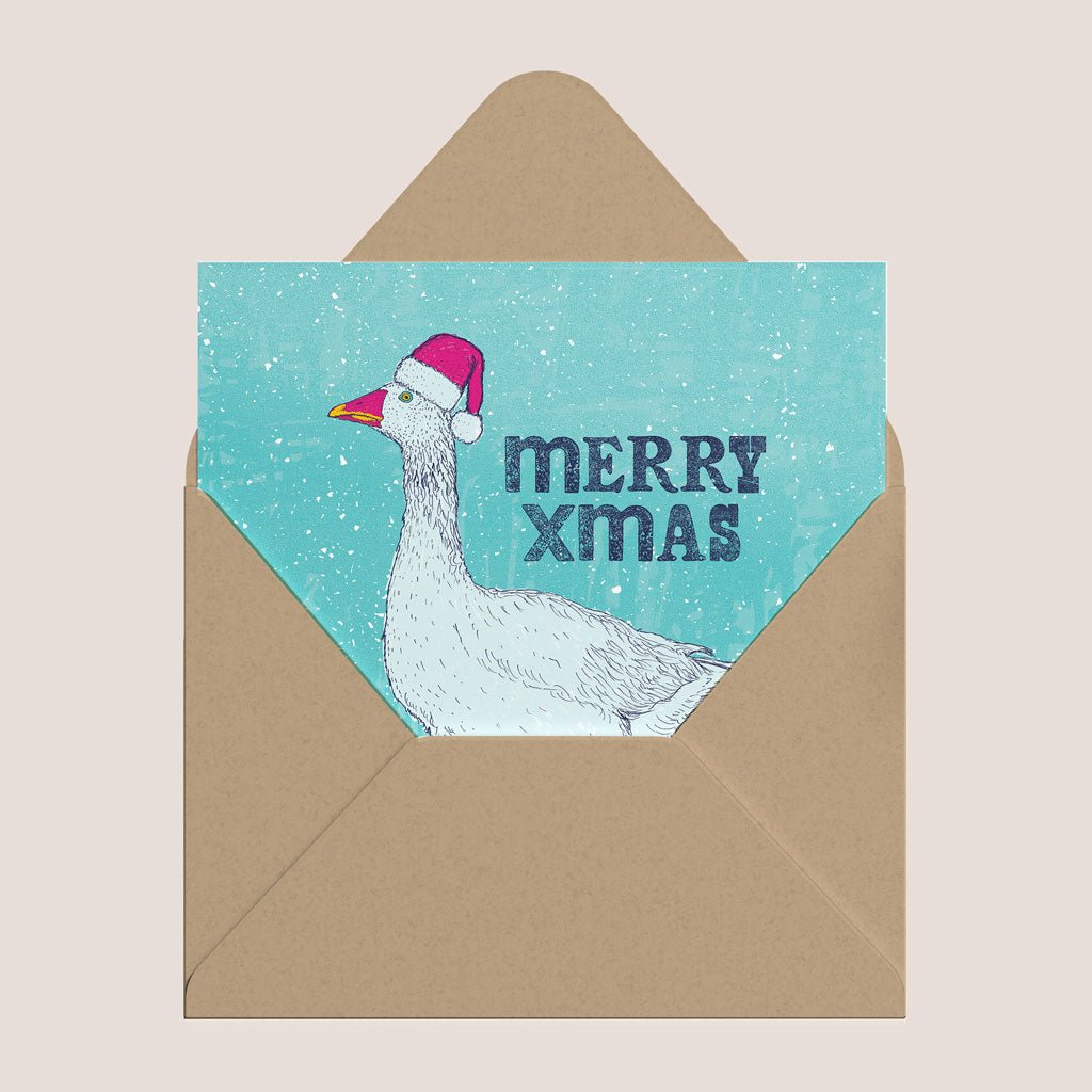 Merry Xmas Goose Greeting Card - Bejojoart