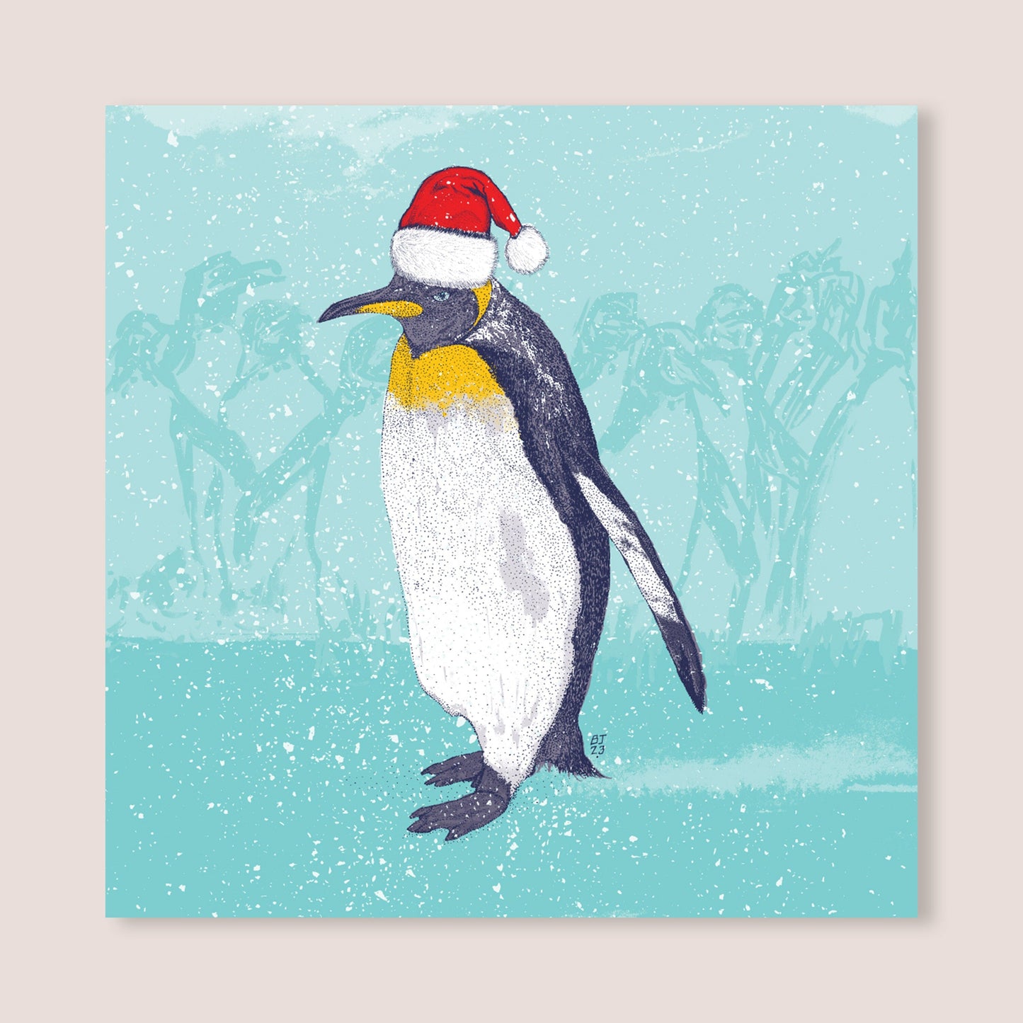 Penguin Christmas card - Bejojoart