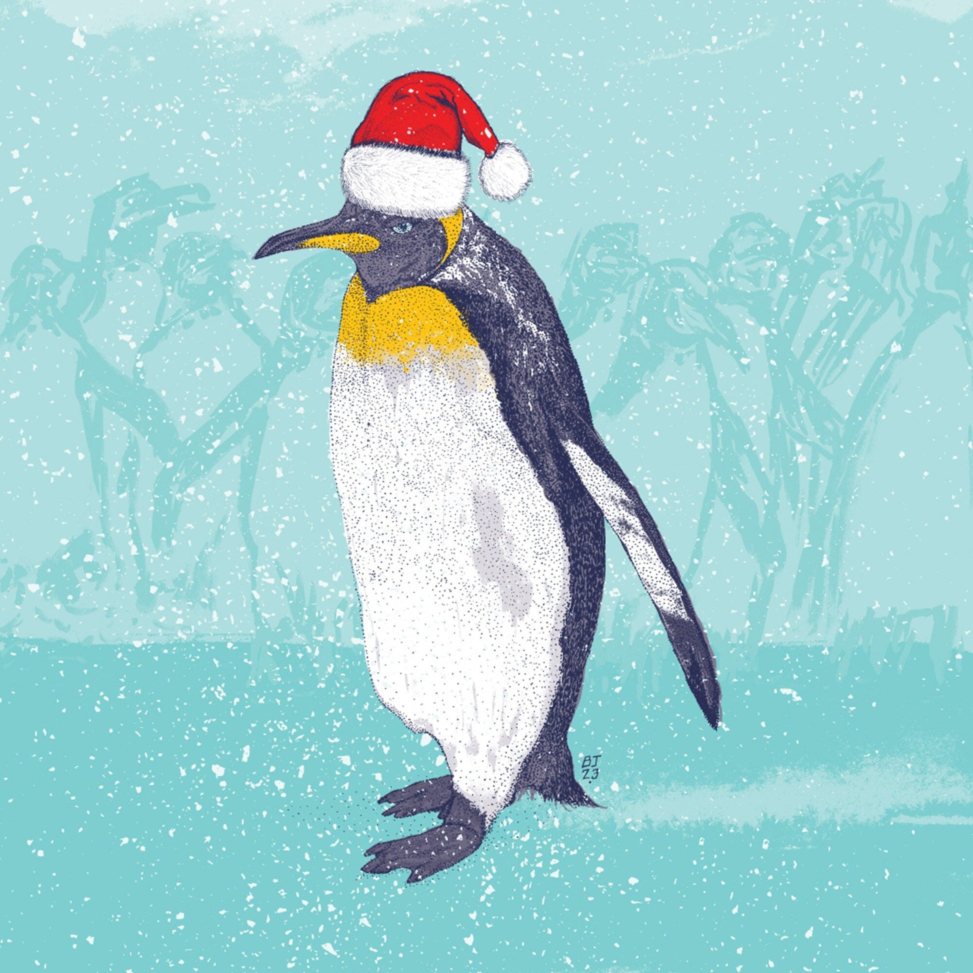 Penguin Christmas card - Bejojoart