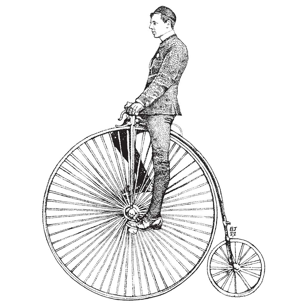 Penny - farthing Black & White print - Bejojoart