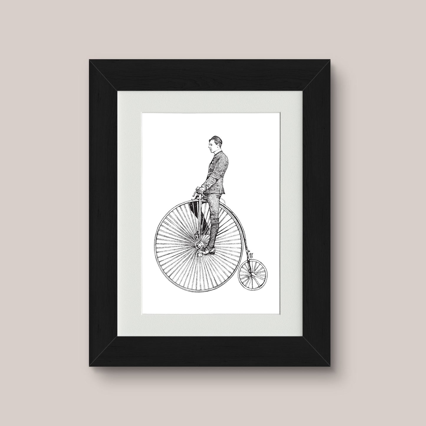 Penny - farthing Black & White print - Bejojoart