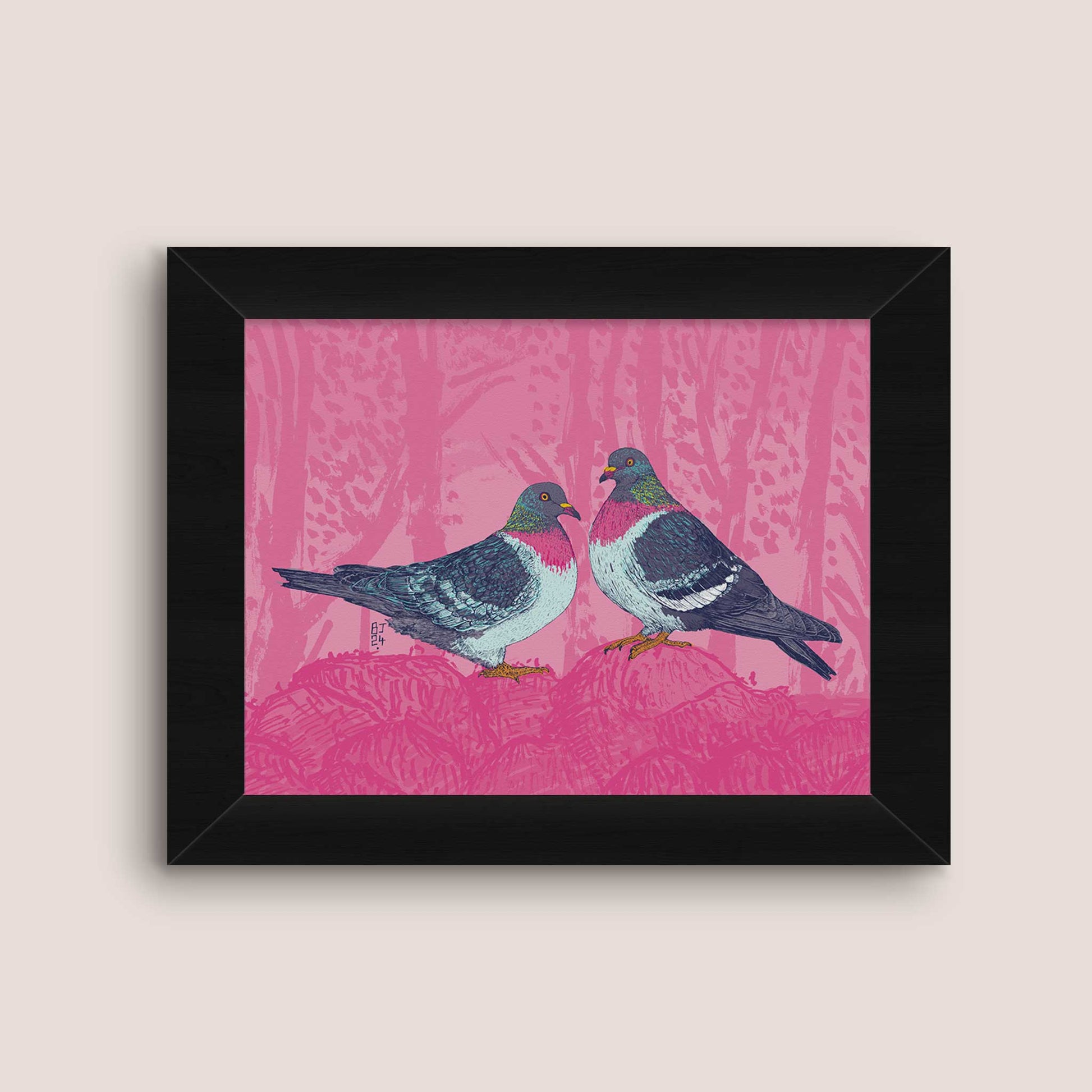 Pigeon Pair - Pink Forest - Bejojoart