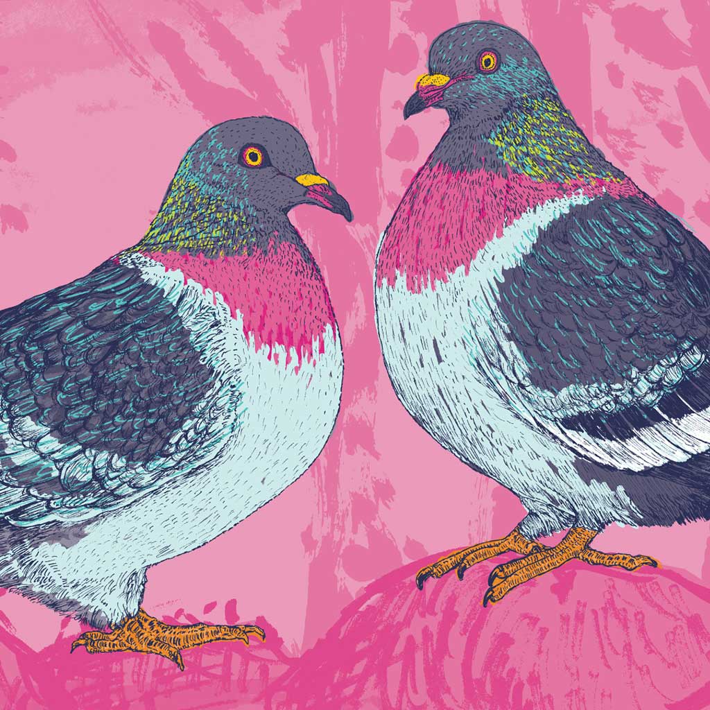 Pigeon Pair - Pink Forest - Bejojoart