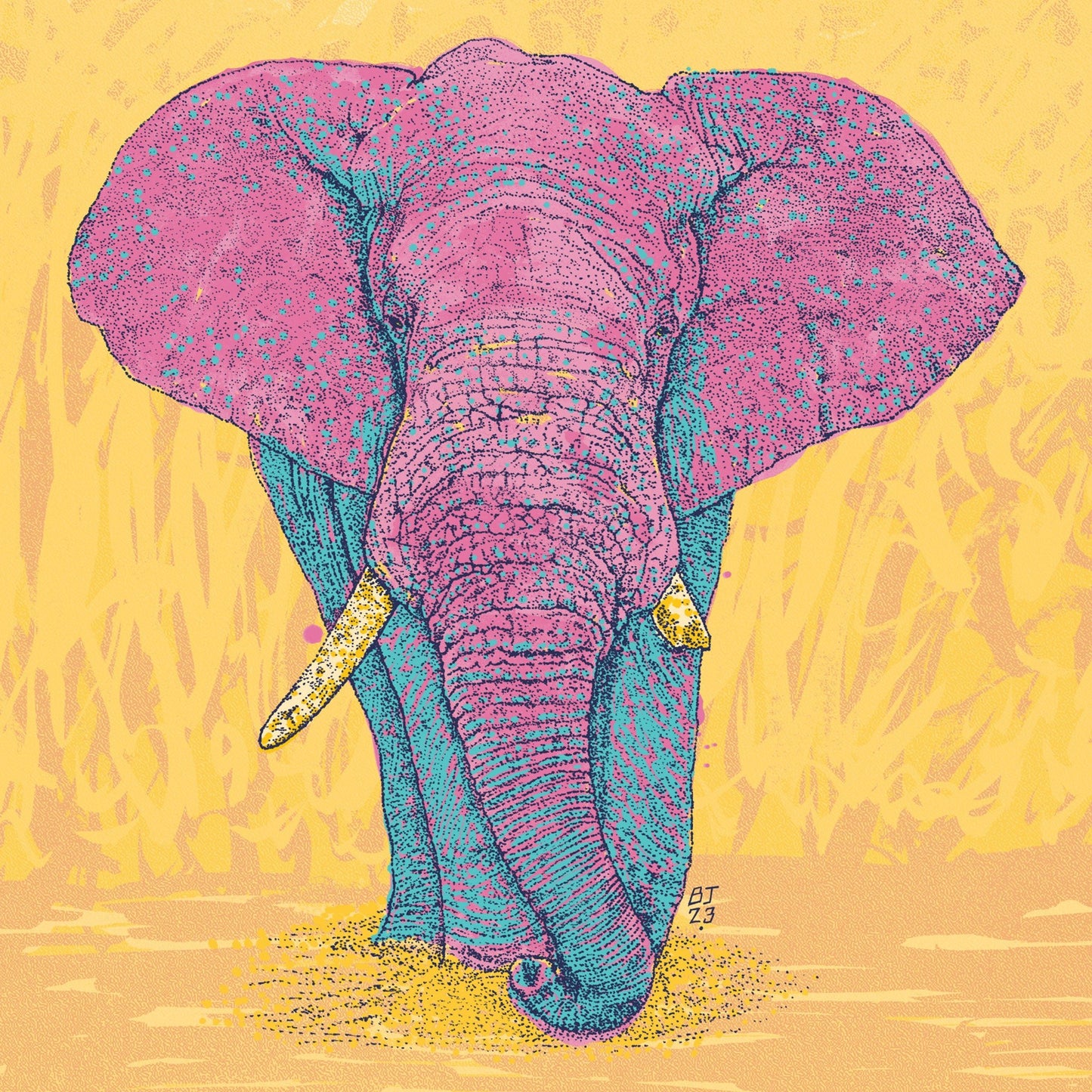 Pink elephant - Bejojoart