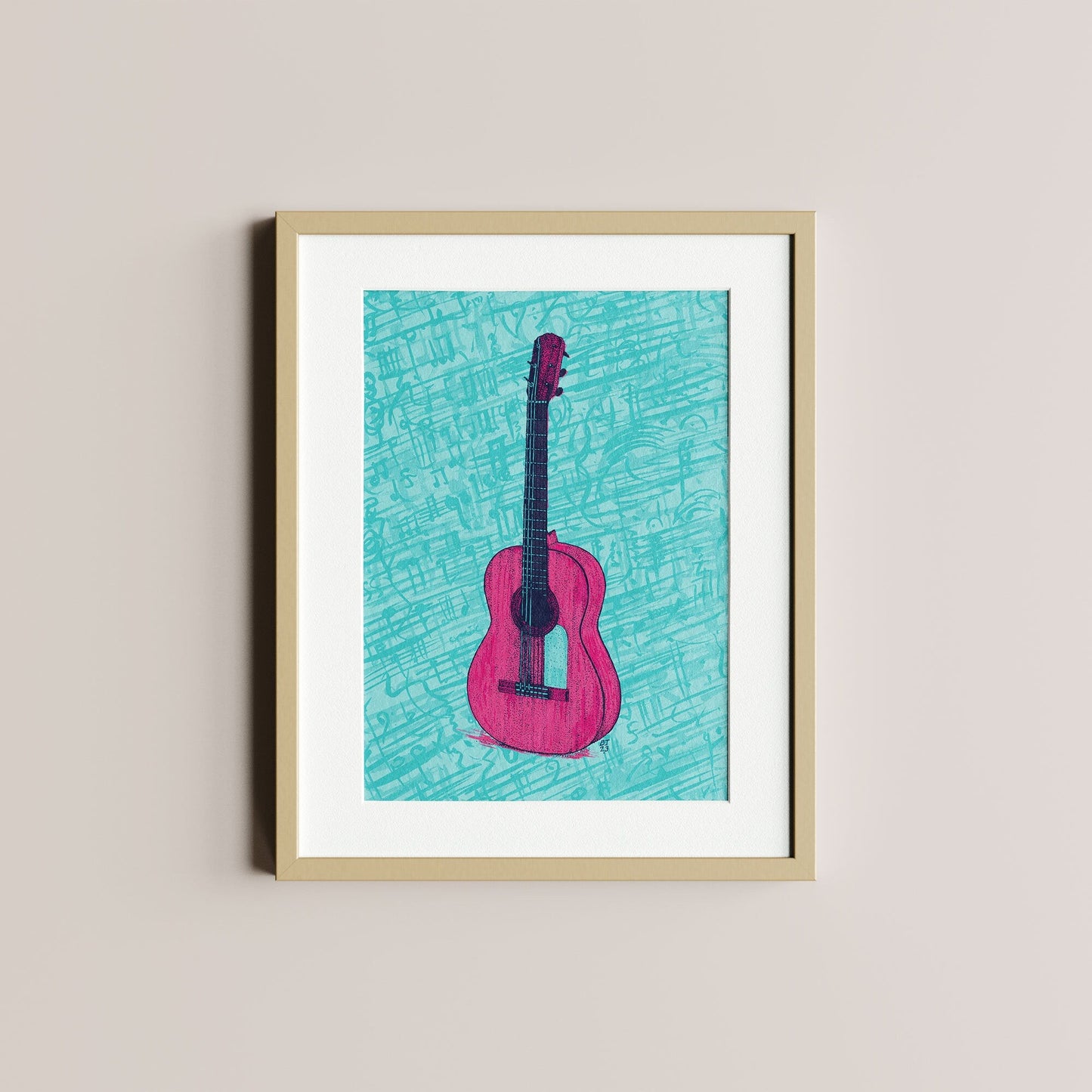 Pink Guitar - Bejojoart