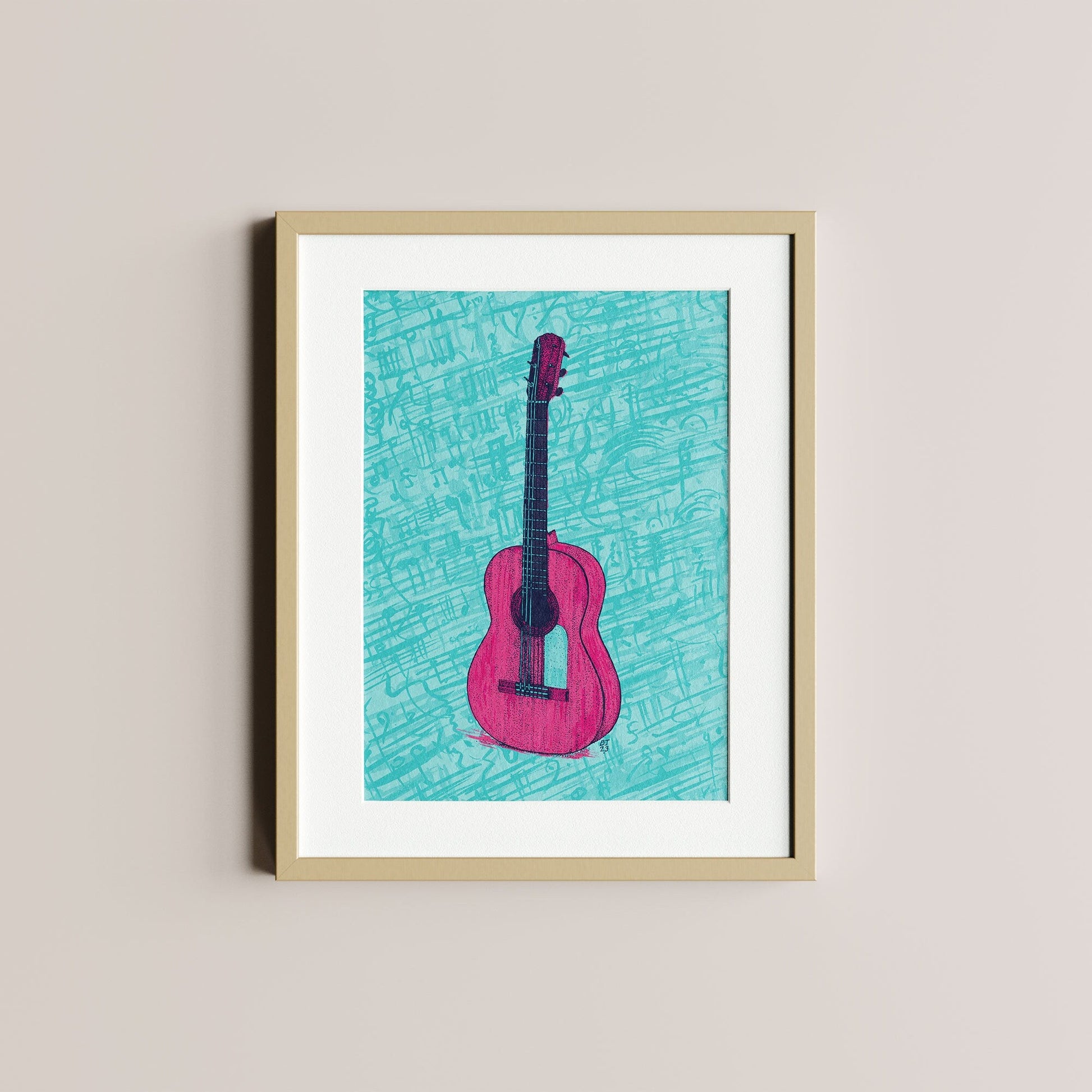 Pink Guitar - Bejojoart