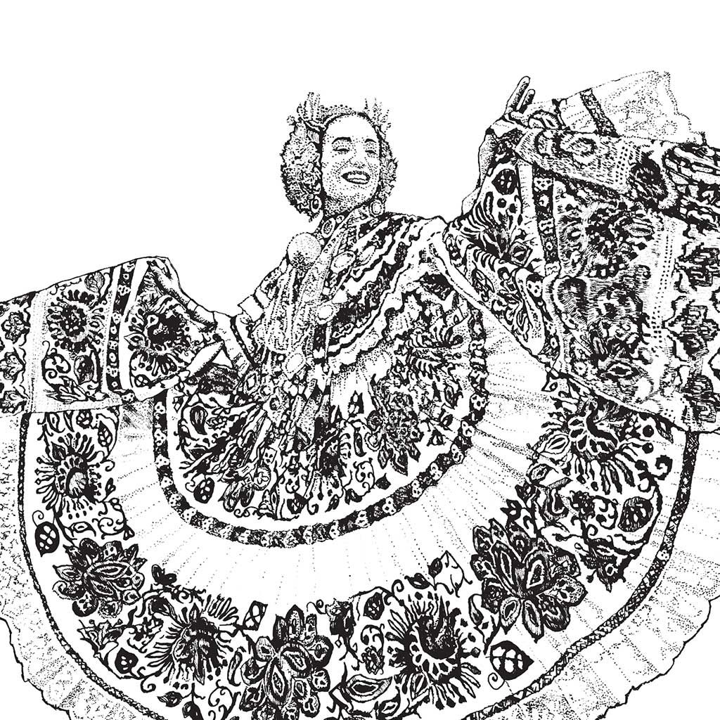 Pollera Black & White print - Bejojoart