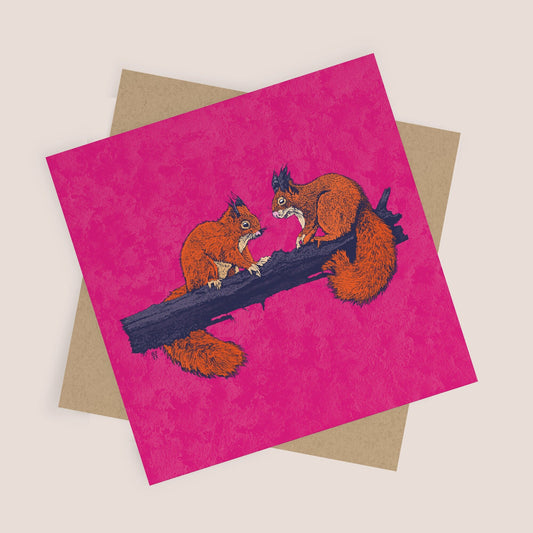 Red squirrels card - Bejojoart