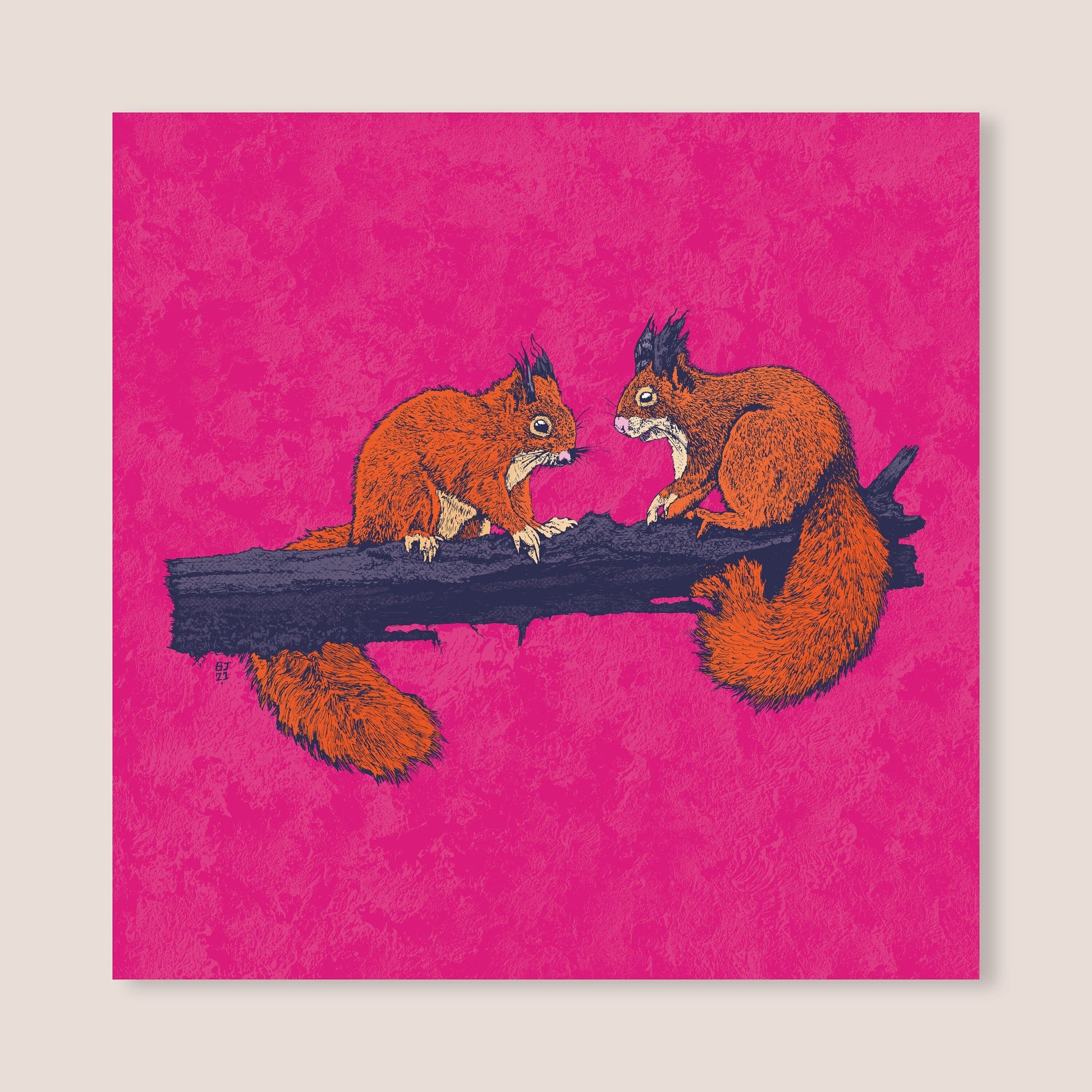 Red squirrels card - Bejojoart