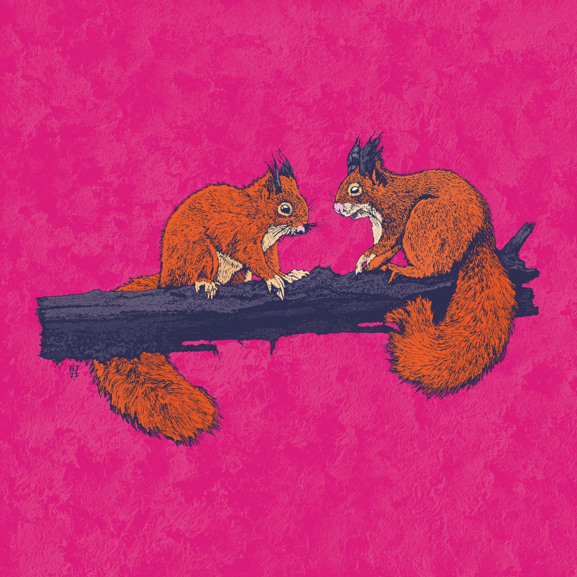 Red squirrels card - Bejojoart