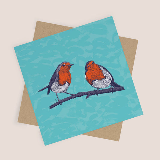 Robins Greetings Card - Bejojoart