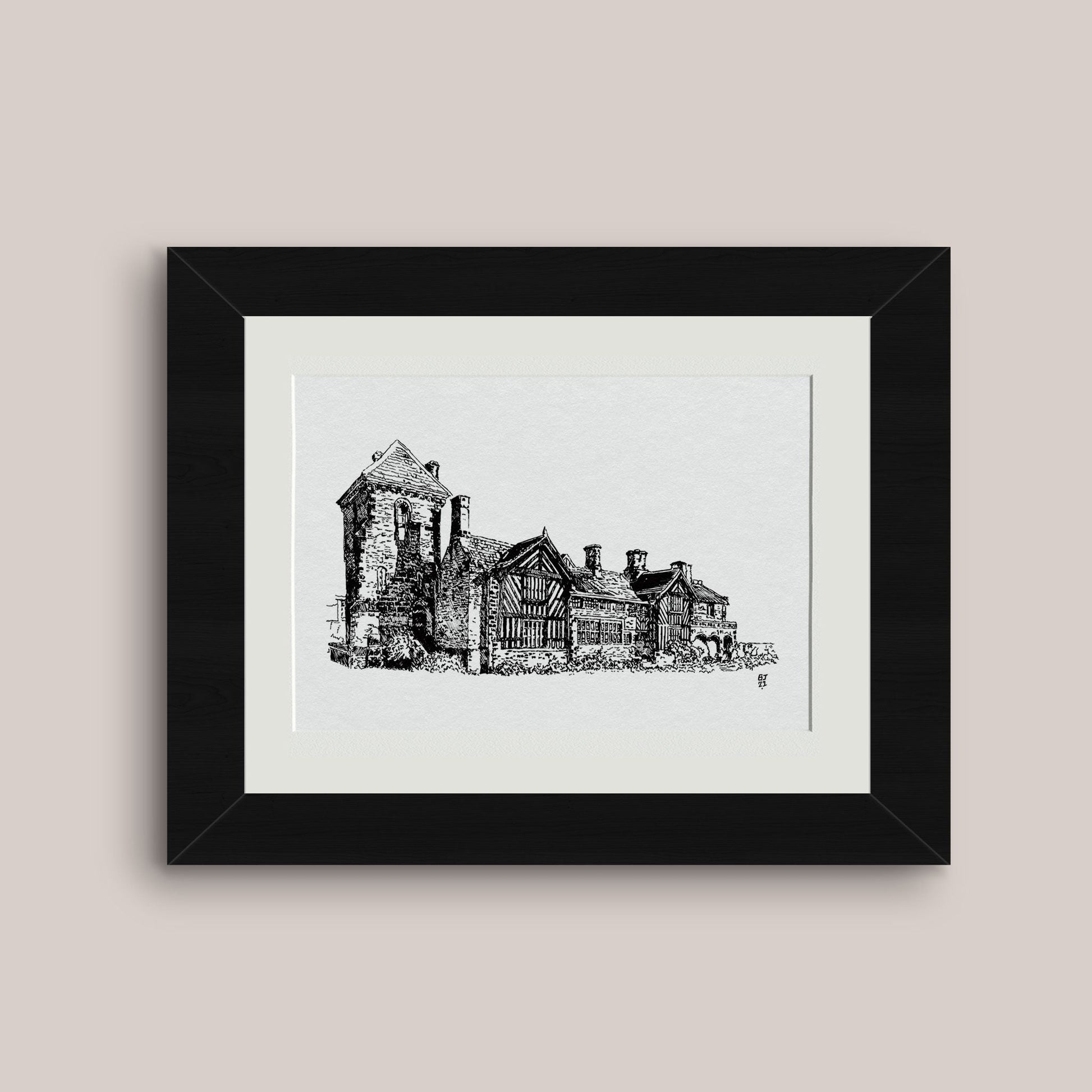 Shibden Hall Black & White print - Bejojoart