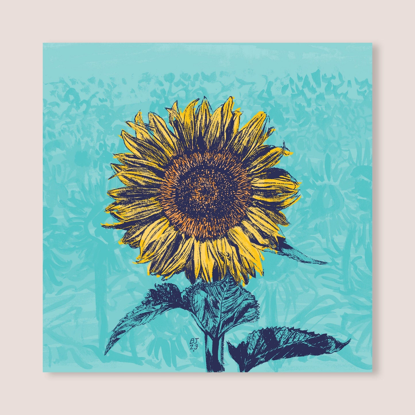 Sunflower card - Bejojoart