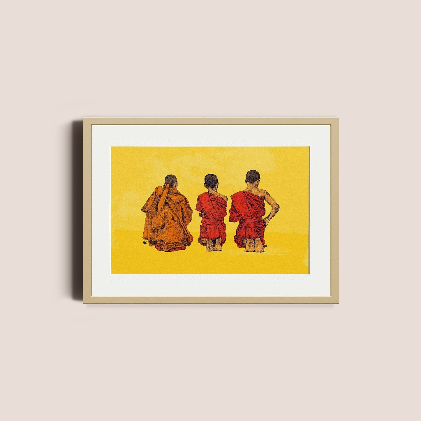 Thai Buddhist monks - Bejojoart