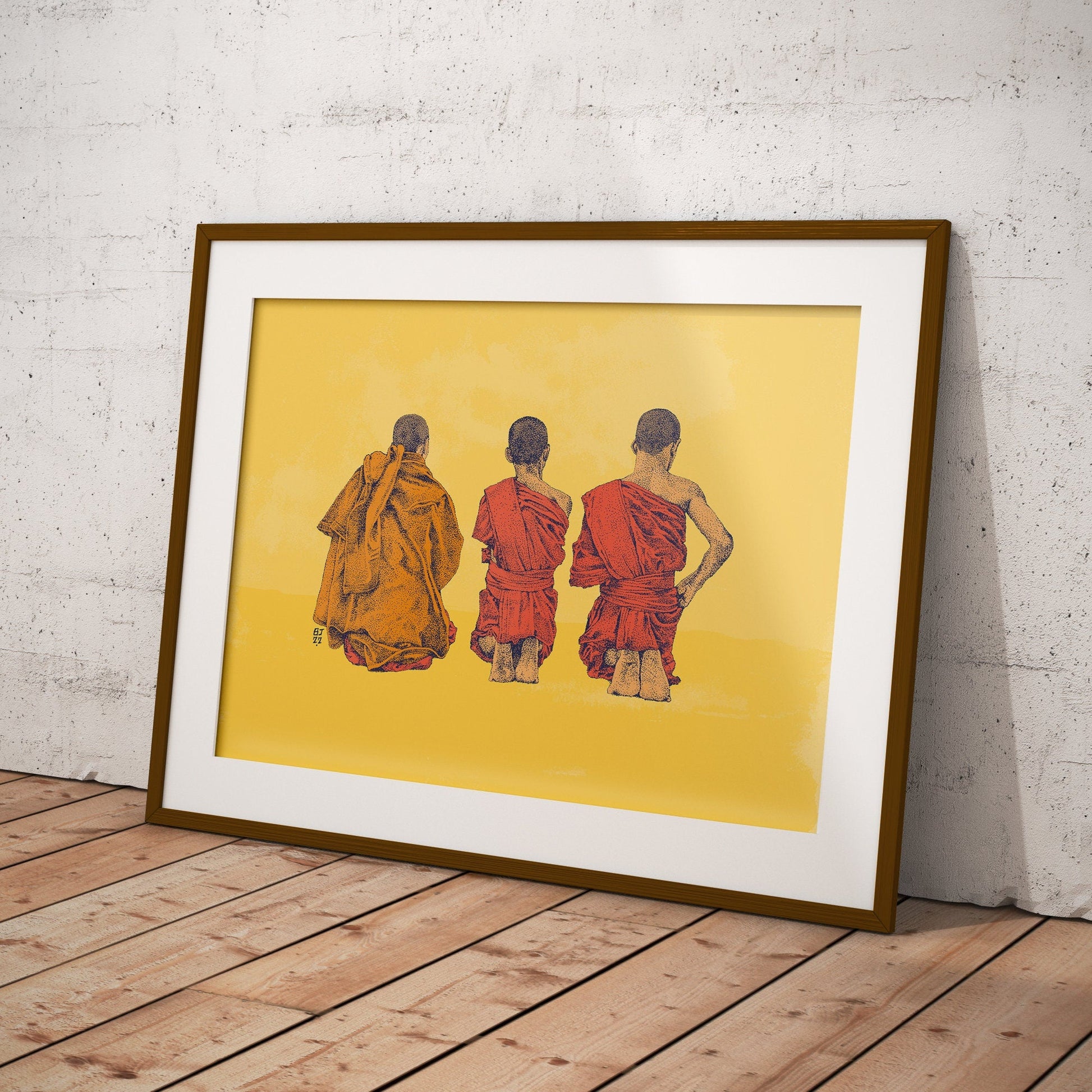 Thai Buddhist monks - Bejojoart