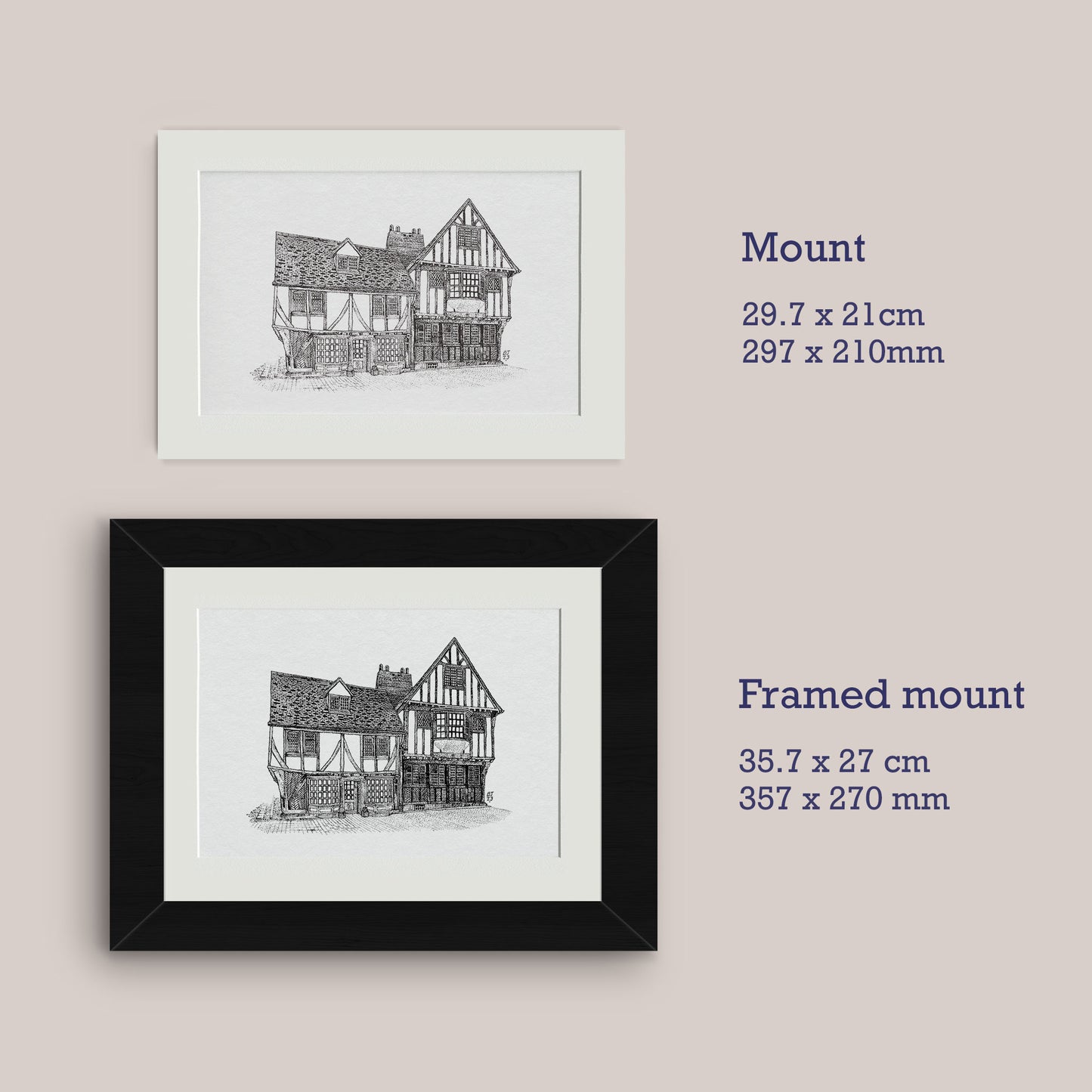 Mounted print 29.7x21cm, Framed print 35.7x27cm