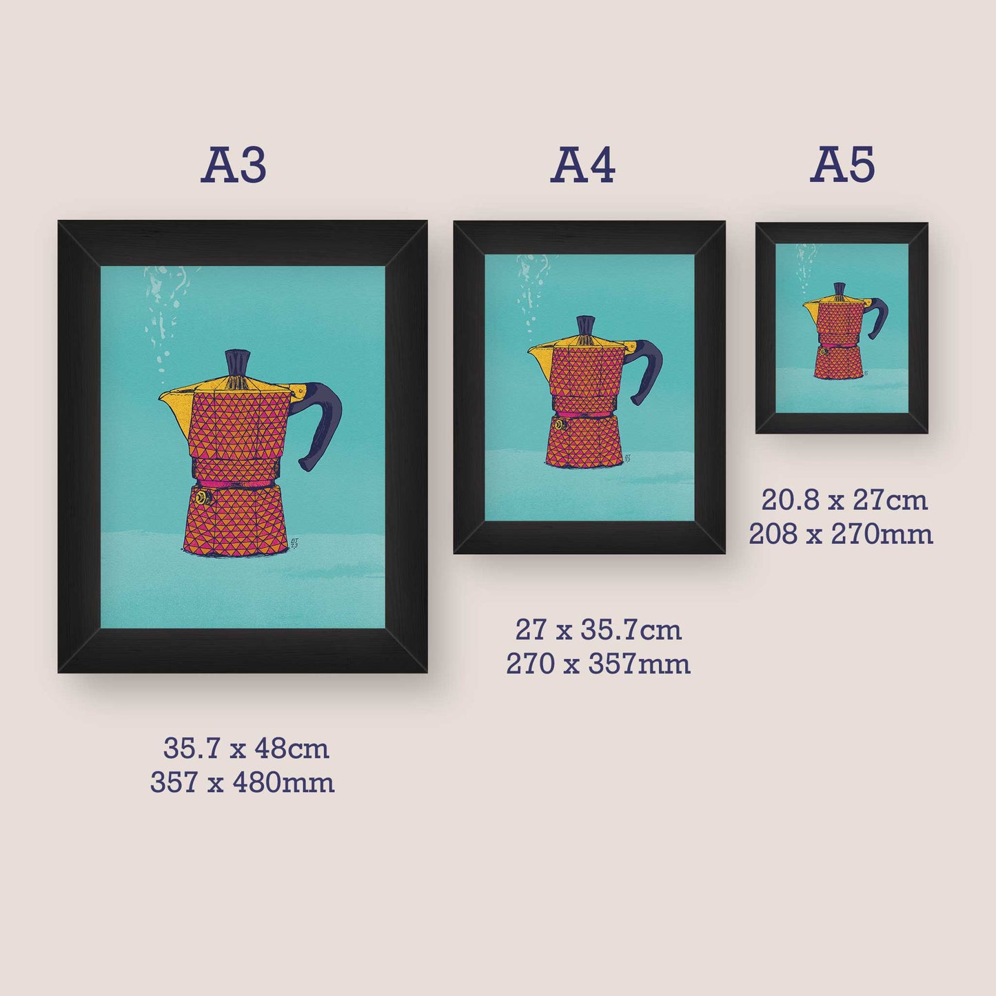 Vibrant Moka Pot Art Print - Bejojoart