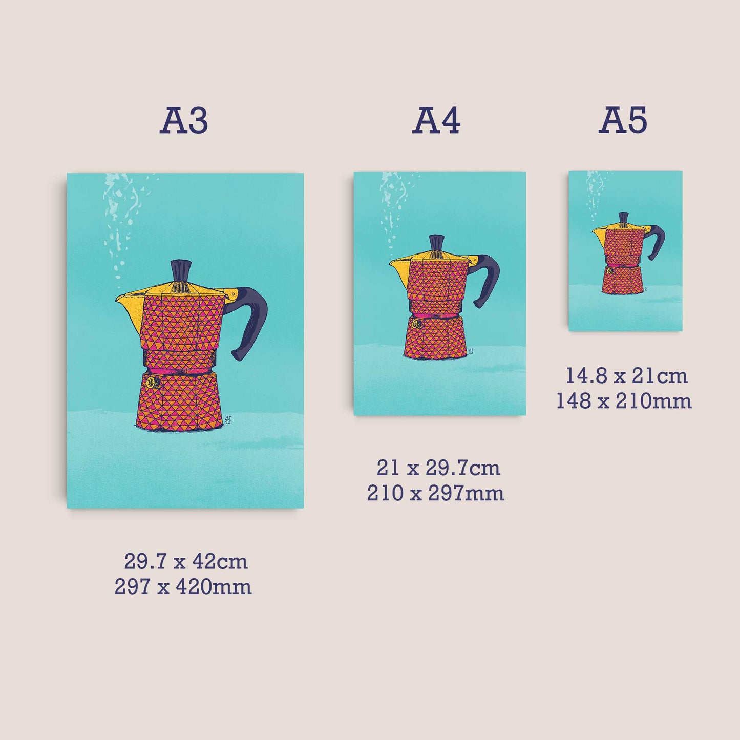 Vibrant Moka Pot Art Print - Bejojoart