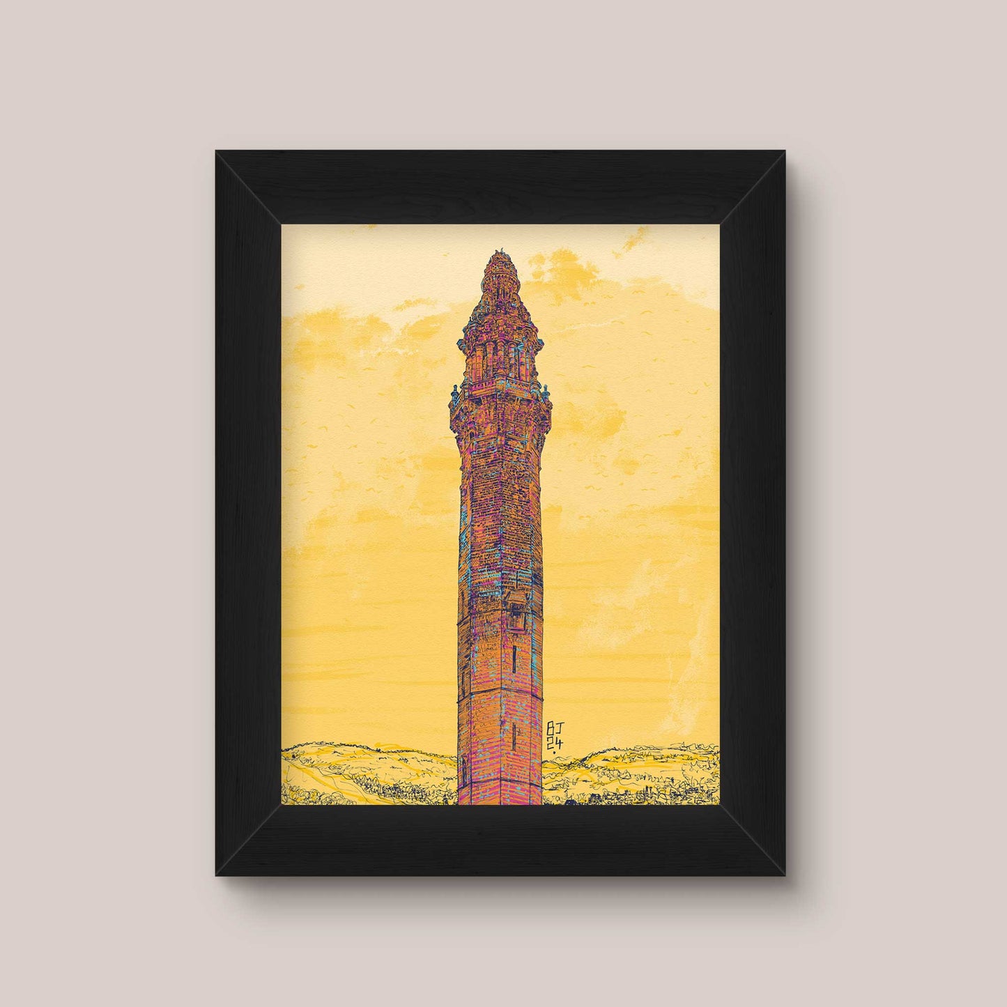 Wainhouse Tower Print - Vibrant Artwork of Halifax Landmark - Bejojoart